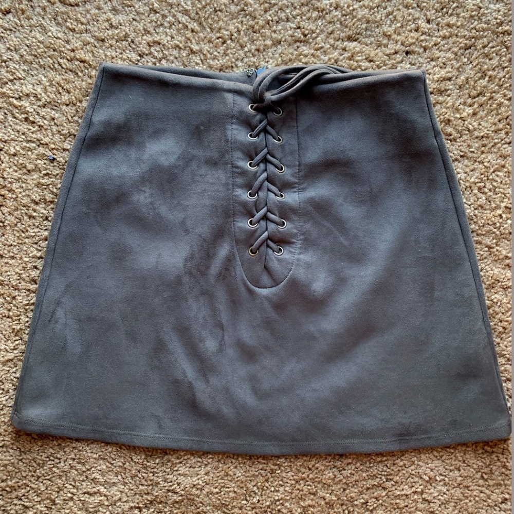 Forest Green Lace Up Skirt